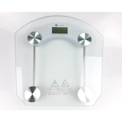 Image of electromax Scales for Body Weight, Bathroom Scale with Clear LCD Display High Precision Measurement Technology (0.1kg/Max 180kg), 6mm Ultra Slim Design Tempered Glass, Battery Included