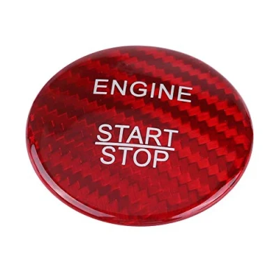 Image of EBTOOLS Engine Start Button Cover, 36mm Carbon Fiber Cover Trim Replacement for A B C GLC GLA CLA ML GL Class(Red)