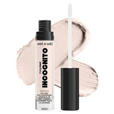 Image of wet n wild, Megalast Incognito Full Coverage Concealer, Seamless and Richly Pigmented, Buidable Medium to Coverage, Matte Finish, Nourishing Hydrating Formula, with Shea Butter, Fair Beige
