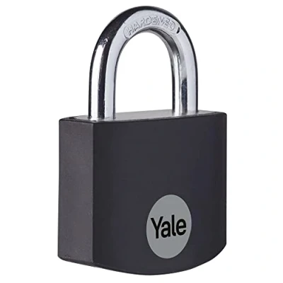 Image of Yale YE3B/25/112/1/BK Standard Security 25mm Aluminium Padlock Black Open Steel shackle 3 keys