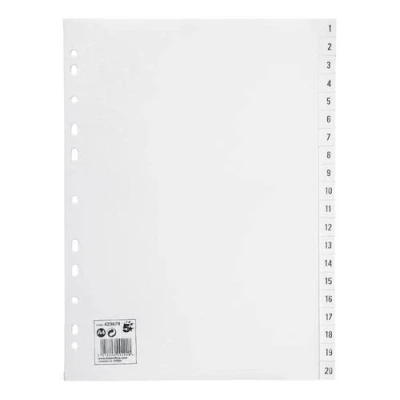 Image of 5 Star Office Index 1 20 Polypropylene Multipunched Reinforced Holes 120 Micron A4 White + Free finchley Refill Pen (10)