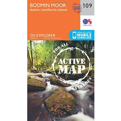 Image of Bodmin Moor Map Weatherproof Bodmin, Camelford &amp; Liskeard Ordnance Survey OS Explorer Active 109 England Walks Hiking Maps Adventure