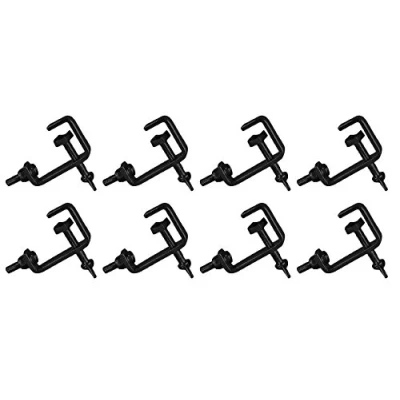 Image of 8 x Black 25mm Hook G Clamp Lighting Stand fits Equinox DJ Booth Micron Gorilla