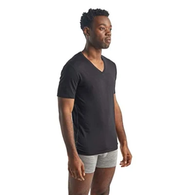 Image of Icebreaker Merino Anatomica SS V Undershirt, Men&#039;s, Size: XXL, Black/monsoon