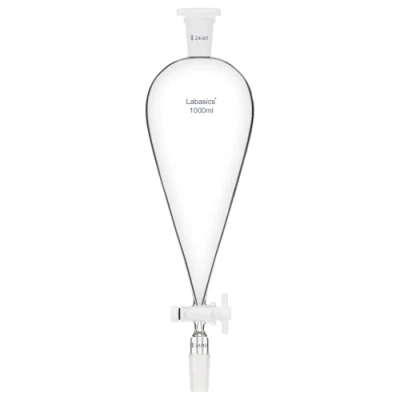 Image of Labasics 1000 ml Conical Pear Shaped Separatory Funnel with PTFE Stopcock, Heavy Wall Borosilicate Glass 24/40 Joints