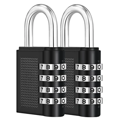 Image of ZHEGE Padlock for Gym Locker, 4 Digit Combination Padlocks with Code Outdoor Gate, Door, Shed, Fence, School Cabinet, Toolbox (2 Pack, Black)