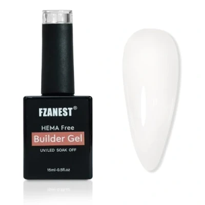 Image of FZANEST White Builder Gel for Nails,Hema Free 15ml,Self leveling Hard Nail Extension Art Polish DIY Color Flower Watercolor Magic Beauty Gift