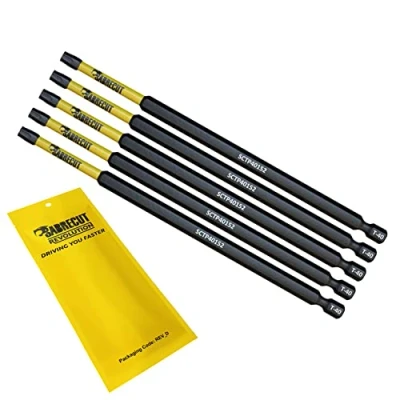 Image of 5 x SabreCut SCTP40152_5 152mm T40 TX40 Torx Tamper Proof Security Magnetic Impact Screwdriver Driver Bits Set Heavy Duty Compatible with Dewalt Milwaukee Bosch Makita and More