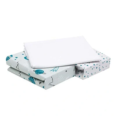 Image of FlyIdeas 3 Pcs Set Moses Basket Fitted Sheets 75x35 cm, 100% Cotton Perfectly Compatible with Baskets Bassinets Cribs and Cradles Mattresses of 30x70 60x30 similar