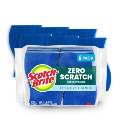 Image of 3M 526 No Scratch Multi Purpose Scrub Sponge, 4 2/5 x 2 3/5&#039;&#039;, Blue, 6/Pack