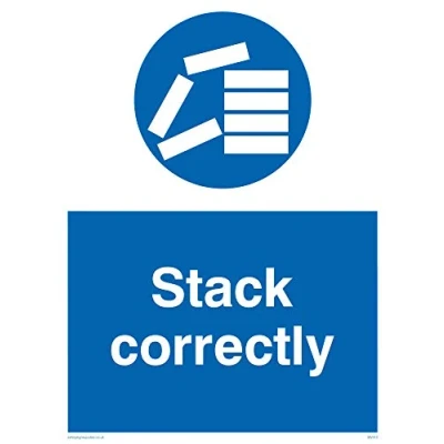 Image of Viking Signs MV310 A5P 3M &quot;Stack Correctly&quot; Sign, 3 mm Rigid Plastic, 200 H x 150 W