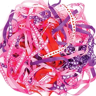 Image of Baker Ross AT370 Lovely Ribbon Bumper Value Pack of 2m, Long Assorted Love, Heart, Valentines Designs