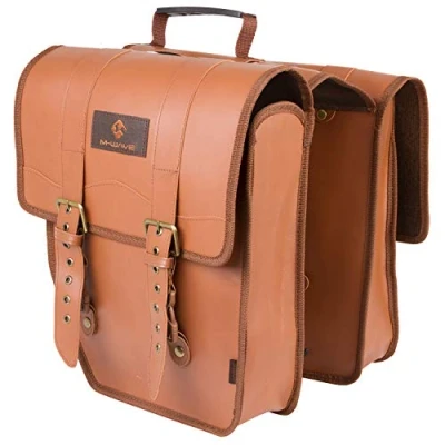 Image of M Wave Amsterdam Double L Bicycle Pannier Bag, approx. 15 litres imitation leather in genuine appearance, Brown