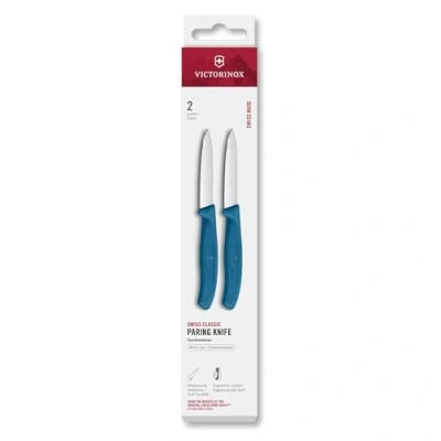 Image of Victorinox Swiss Classic Blue 8cm Straight 2 Piece Pointed Tip Paring Knife Box Set
