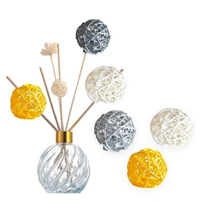 Image of Anjing 15 Pcs 6cm Mixed Grey Yellow White Wicker Rattan Ball Wedding Christening Mobiles Decoration