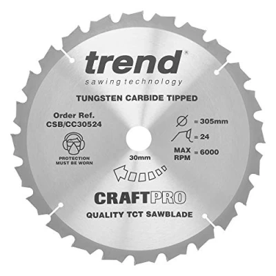 Image of Trend Wood Mitre Saw Blade, 305mm Diameter, 30mm Bore, 24 Teeth, TCT, 3mm Kerf, 5 Hook, CSB/CC30524