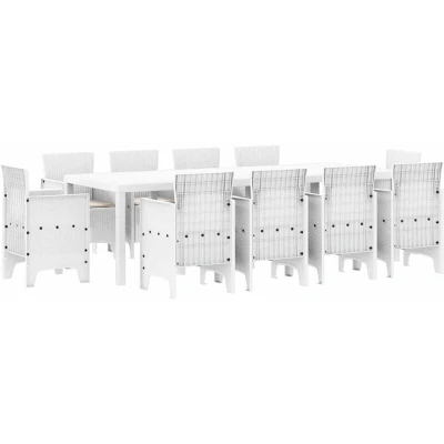 Image of Vidaxl Garden Dining Set 11 pcs White Poly Rattan