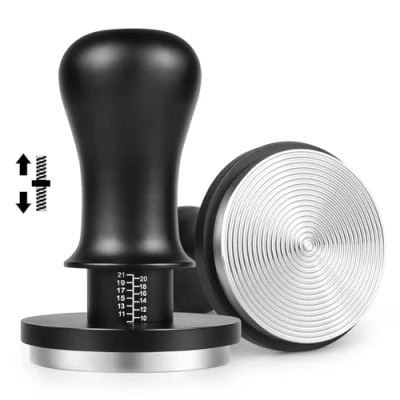 Image of NOTSEK Coffee Tamper 58mm, Calibrated Spring Loaded 58mm with 30lbs Contact Pressure, 304 Stainless Steel Espresso Ripple Base for Portafilter
