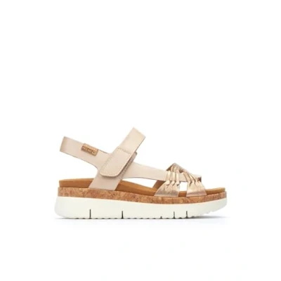 Image of Palma Calfskin Leather Women&#039;s Wedge Ankle Strap Sandals