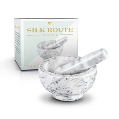 Image of Classic White Marble Pestle and Mortar by Silk Route Home