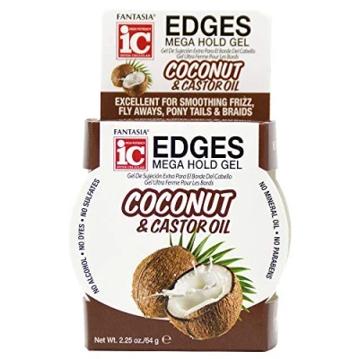 Image of Fantasia IC Hair Polisher Coconut &amp; Castor Oil Edges Mega Hold Gel 64g