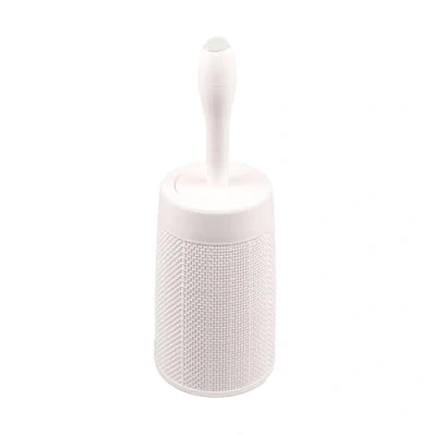 Image of Addis Faux Hessian Round Plastic Toilet Brush Set with Internal Detergent Injection System, Cream, Calico Linen, One Size