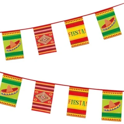 Image of Mexican Bunting Fiesta Hanging Party Decoration Birthday Sombrero Chilli Carnival Mexico