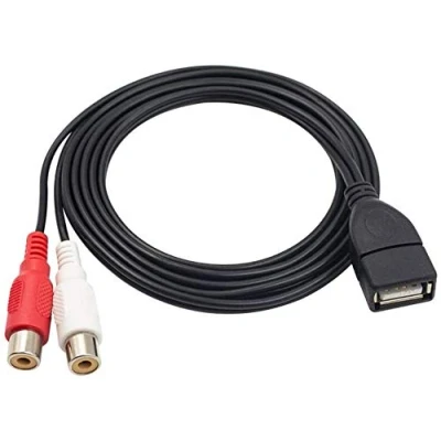 Image of USB to 2RCA Cable, Haokiang 5 Feet/1.5m 2.0 Female 2 RCA Jack Splitter Audio Video AV Composite Adapter Cord Cable (USB F/2RCA F)