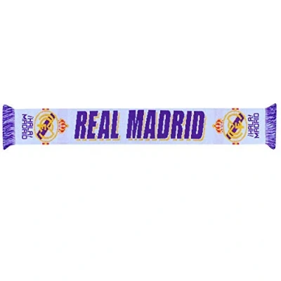 Image of Beyond Happy Hala Madrid Football Supporters Scarf (100% Acrylic) La Liga Spain Crest Santiago Bernabeu (WHITE, Madrid)
