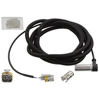 Image of 81271206123, 81271206171 ABS Sensor FEBI BILSTEIN 106323 Front Axle with sleeve, grease 1800Ohm 2810mm