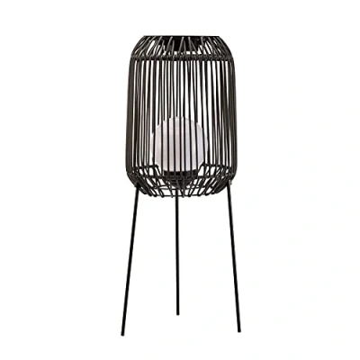 Image of Pauleen 48178 Sunshine Coziness Solar Floor Lamp for Balcony or Garden Black Outdoor Lighting Plastic, Rattan, Metal 3000 K