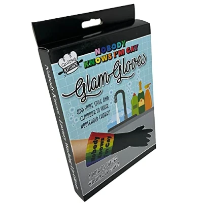 Image of Nobody knows I&#039;m Gay Glam Gloves Funny LGBTQIA Washing Up Men Women Pride Gifts