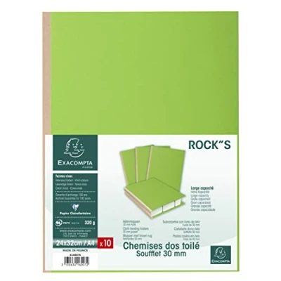 Image of Exacompta Ref 416007E Rocks Collection Expanding Spine Folders 240 x 320mm in Size, Suitable for A4 Documents, 320gsm Material Green (Pack of 10)