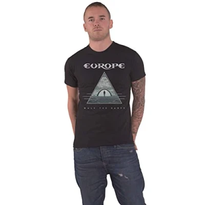 Image of Europe T Shirt Walk The Earth Band Logo Official Mens Black M