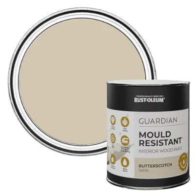 Image of Rust Oleum Beige Guardian Mould Resistant Interior Wood Paint in Satin Finish Butterscotch 750ml