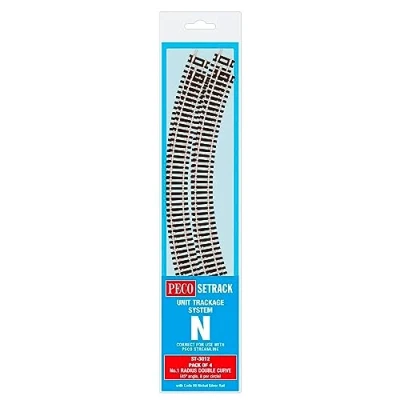 Image of Peco N Set Track 4 X St 12 No.1 Radius Double Curve, 228Mm