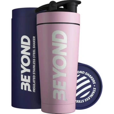 Image of Beyond Fitness Premium Insulated Stainless Steel Protein Mixer Shaker Supplement Bottle Metal and BPA Free Lilac