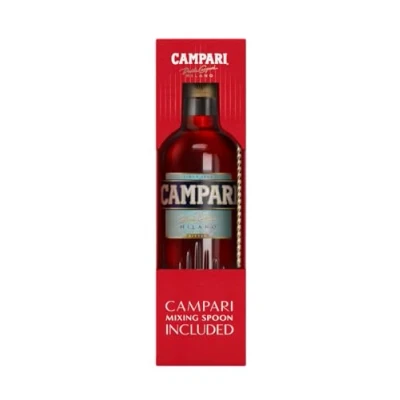 Image of Campari 70cl 25% Bitter Aperitif the Heart of Negroni Gift Pack with Mixing Spoon