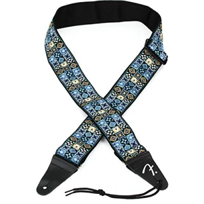 Image of Fender® Festival Guitar Strap Vintage Inspired Woven Blue Mosaic Design