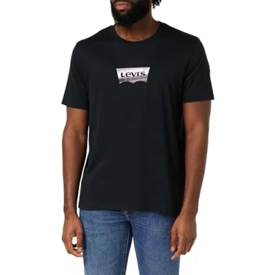 Image of Levi&#039;s Men&#039;s Graphic Crewneck Tee T Shirt, Chrome Batwing Caviar, S