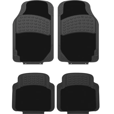 Image of ZENO Rubber and Carpet Car Mats 4 Universal (Front + Rear) Non Slip Floor Mat Heavy Duty for Cars SUV Truck Vans Water Proof &amp; Easy To Clean