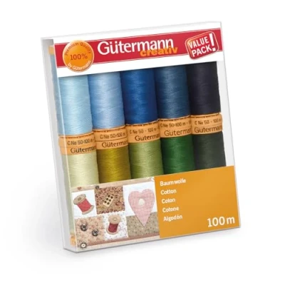 Image of Gutermann Thread Set: Natural Cotton C. No.50: 10 x 100 m: Colour Assortment 5