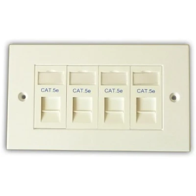 Image of Comms2Go CAT5e Quad Port Faceplate Socket RJ45 Ethernet Network Face Plate Module (4 port)