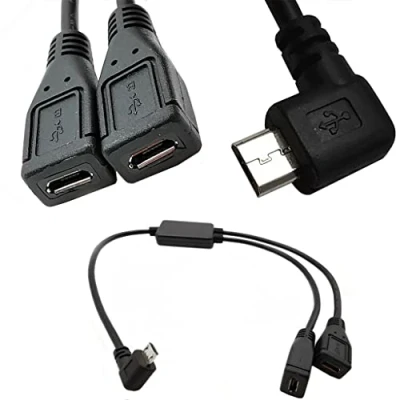 Image of MULAIDI Splitter And Micro USB Cable 5 pin Male To 2 Female Left Charger in 1 Data Cord Half 30cm Adapter