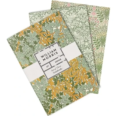 Image of William Morris At Home Useful &amp; Beautiful Set of Three A5 Notebooks, Green, FG6851