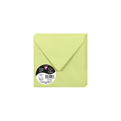Image of Clairefontaine Ref 55478C Pollen Envelopes (Pack of 20) 140 x 140mm Sized, 120gsm Paper, Gummed Seal, Inkjet &amp; Laser Printer Compatible, Acid Free Leaf Bud Green