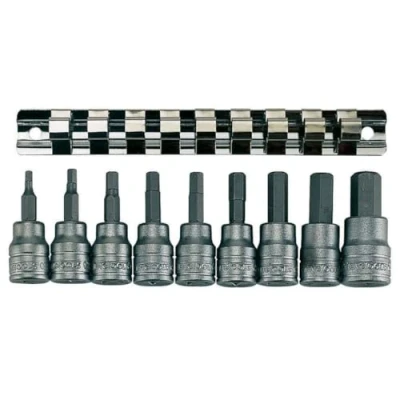 Image of Teng M3812 10 Piece Clip Rail Hex Key Socket Set Metric 3/8in Square Drive