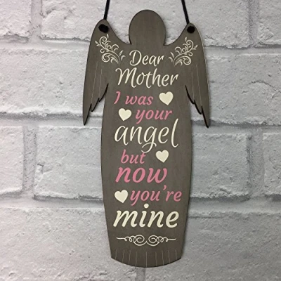 Image of RED OCEAN I Was Your Angel Grave Hanging Wood Plaque Loving Memory Family Mum Bereavement Gift