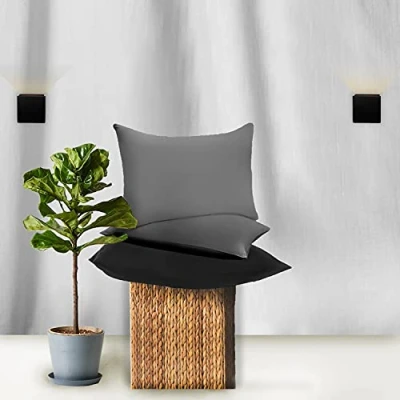Image of 200 Thread Count Pillow Cases 2 Pack 100% Egyptian Cotton Plain Covers 50 x 75 Envelope Closure Pillowcases Grey