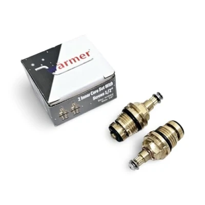 Image of Replacement Brass Tap Valve Insert Gland Cartridge for 1/2 Inch Hot and Cold Double Handle Taps 15 Teeth